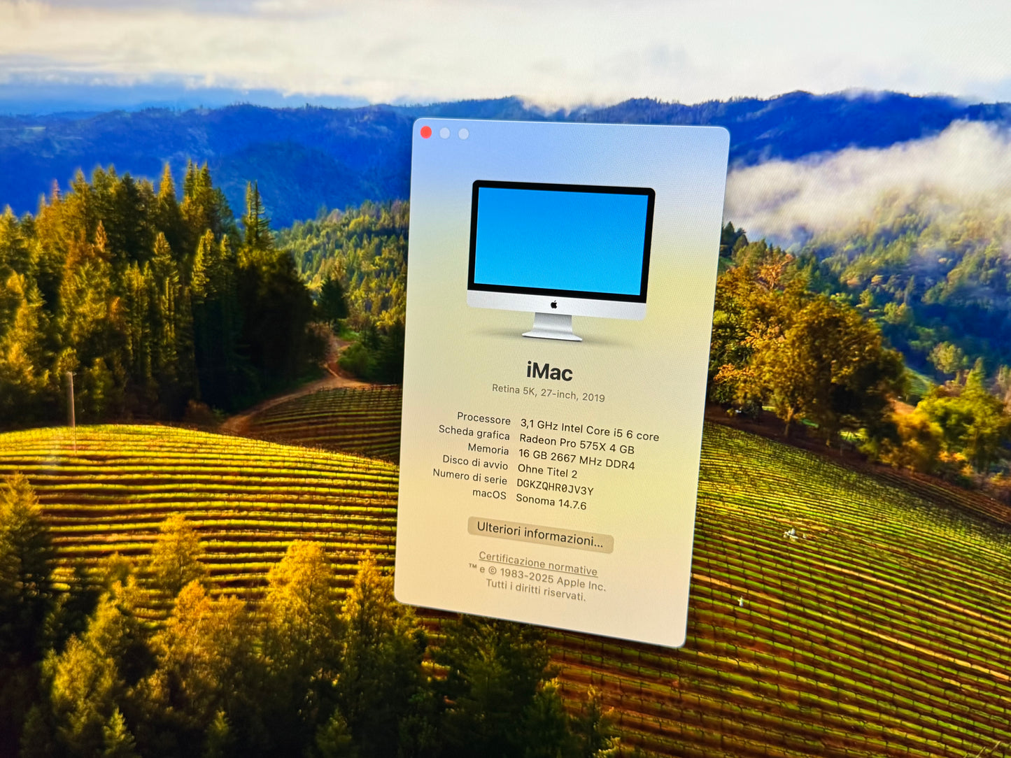 iMac (2019) [27", 5K, Retina, Intel Core i5 3,1GHz, 16GB RAM, 1TB Fusion Drive, AMD Radeon Pr0 575X, Mac OS] argento