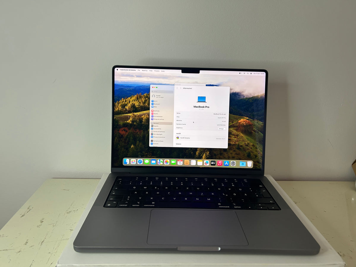 MacBook Pro (2021) [14,2", Apple M1 Pro 8 Core, 16GB RAM, 512GB SSD, Apple 14 Core, macOS] grigio