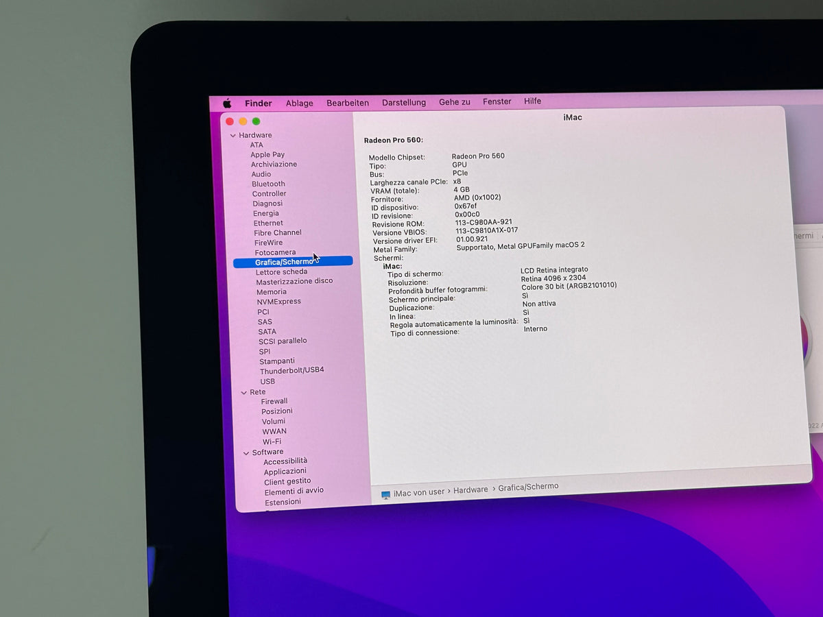 iMac (Mid 2017) [21,5'', 4K, Retina, Intel Core i5 3,4GHz, 16GB RAM, 1TB Fusion Drive, AMD Radeon Pro 560, macOS] argento