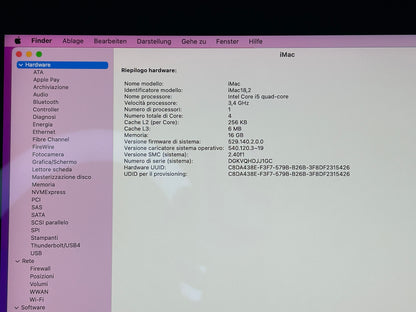 iMac (Mid 2017) [21,5'', 4K, Retina, Intel Core i5 3,4GHz, 16GB RAM, 1TB Fusion Drive, AMD Radeon Pro 560, macOS] argento
