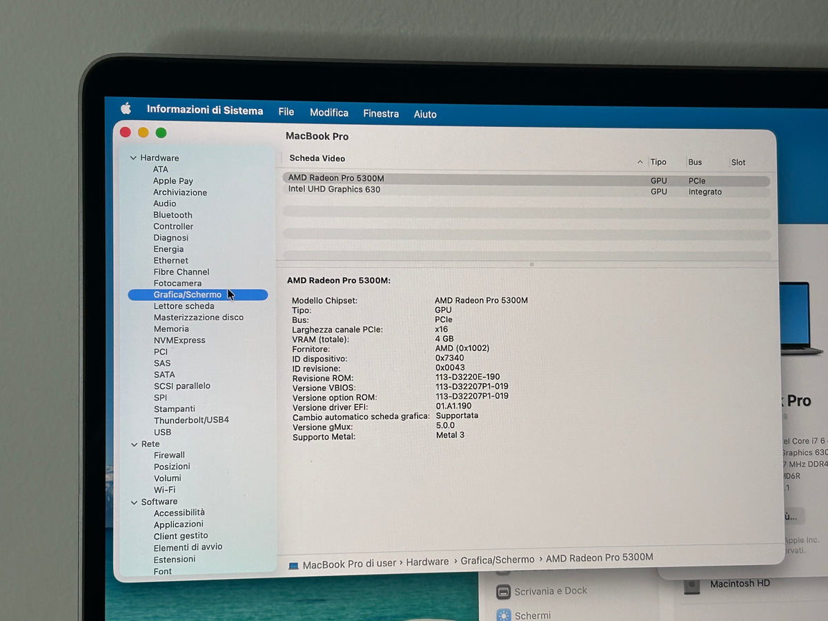 MacBook Pro (2019) [16", Touch Bar, Intel Core i7 2,6GHz, 32GB RAM, 512GB SSD, AMD Radeon Pro 5300M, macOS] grigio