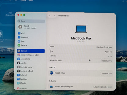 MacBook Pro (Mid 2022) [13,3", Liquid Retina, Touch Bar, Apple M2 8-Core 3,2GHz, 8GB RAM, 512GB SSD, Apple 10-Core, macOS] Grigio