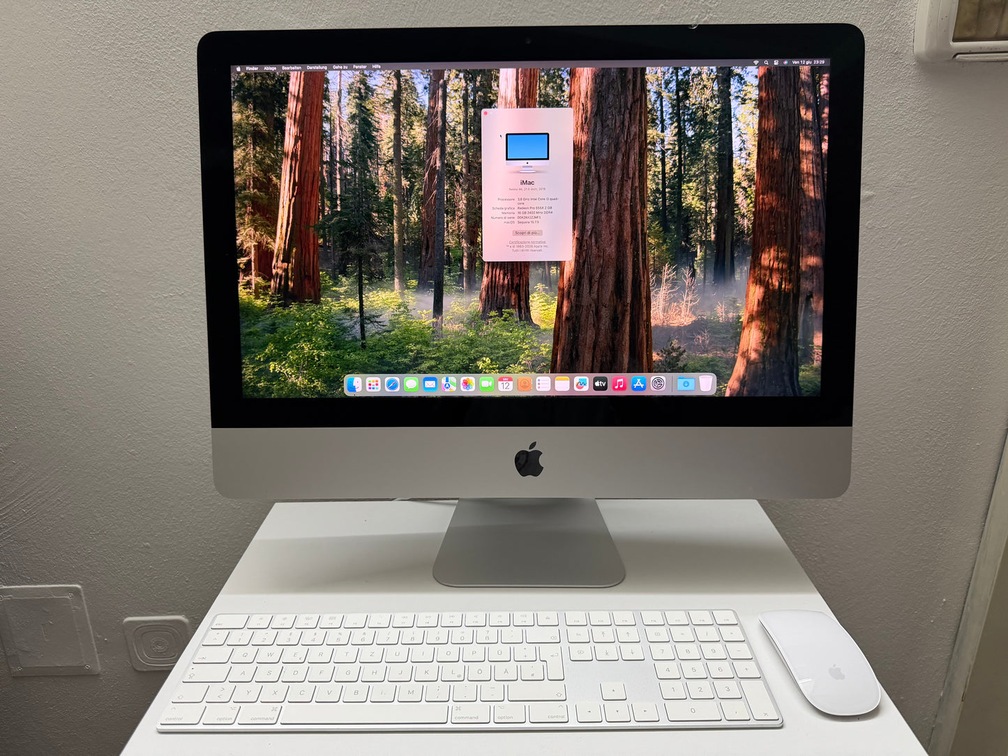 iMac (2019) [21,5", 4K, Retina, Intel Core i3 3,6GHz, 16GB RAM, 256GB SSD, AMD Radeon Pro 555X, macOS] argento