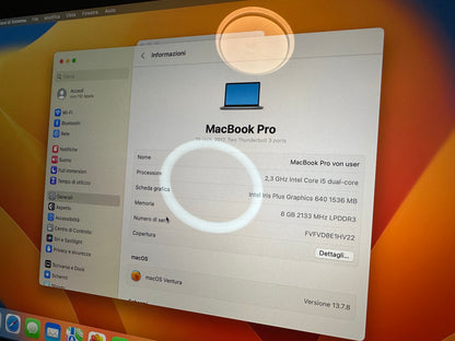 MacBook Pro (2017) [13,3", Intel Core i5 2,3GHz, 8GB RAM, 128GB SSD, Intel Iris Plus Graphics 640, macOS] Grigio