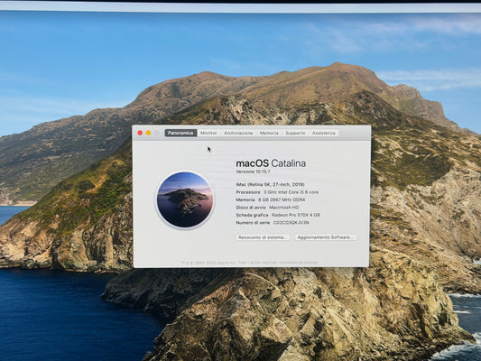 iMac (2019) [27", 5K, Retina, Intel Core i5 3,7GHz, 8GB RAM, 1TB SSD, AMD Radeon Pro 570X, macOS] argento
