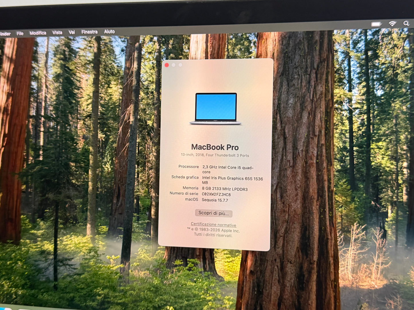 MacBook Pro (2018) [13,3", Touch Bar, Intel Core i5 2,3GHz, 8GB RAM, 512GB SSD, Intel Iris Plus Graphics 655, macOS] Grigio