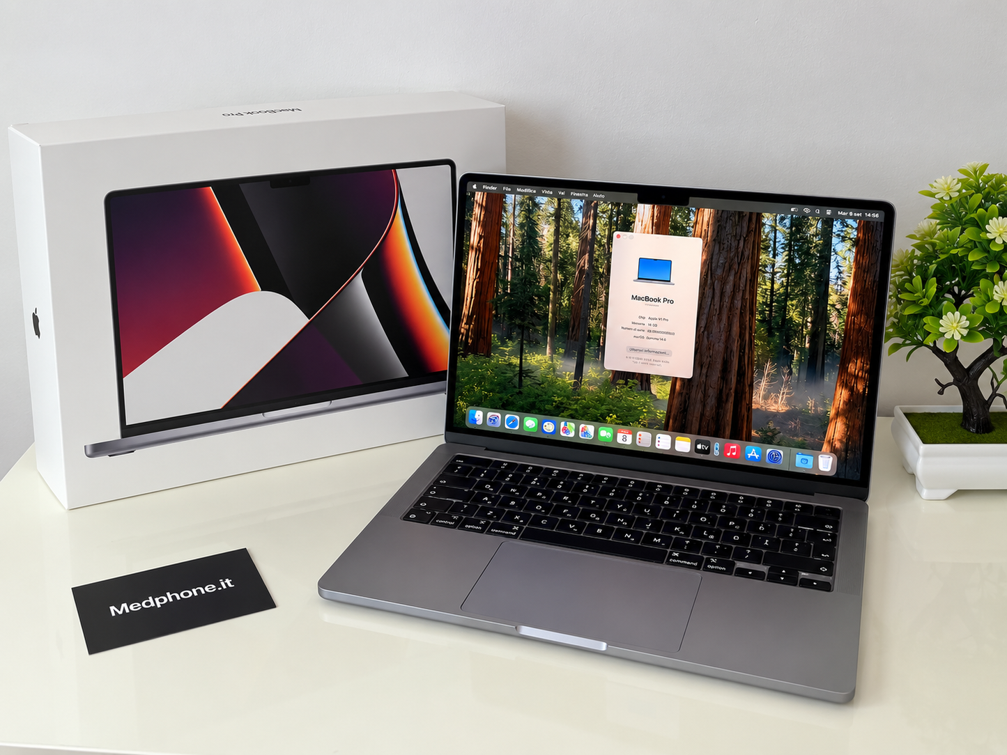 MacBook Pro (2021) [14,2", Apple M1 Pro 10 Core, 16GB RAM, 1TB SSD, Apple 16 Core, macOS] grigio