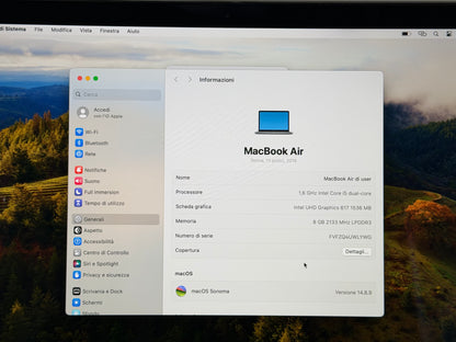 MacBook Air (2019) [13,3", Retina, Intel Core i5 1,6GHz, 8GB RAM, 128GB SSD, Intel UHD Graphics 617, macOS] Grigio