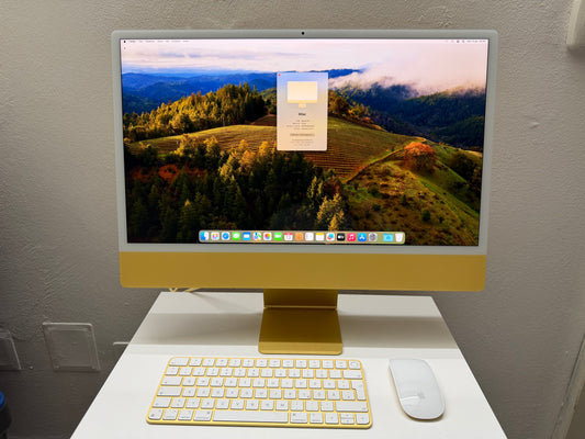 iMac (Mid 2021) [24", Apple M1 8 Core CPU, 8GB RAM, 265GB SSD, Apple 8 Core, macOS] giallo