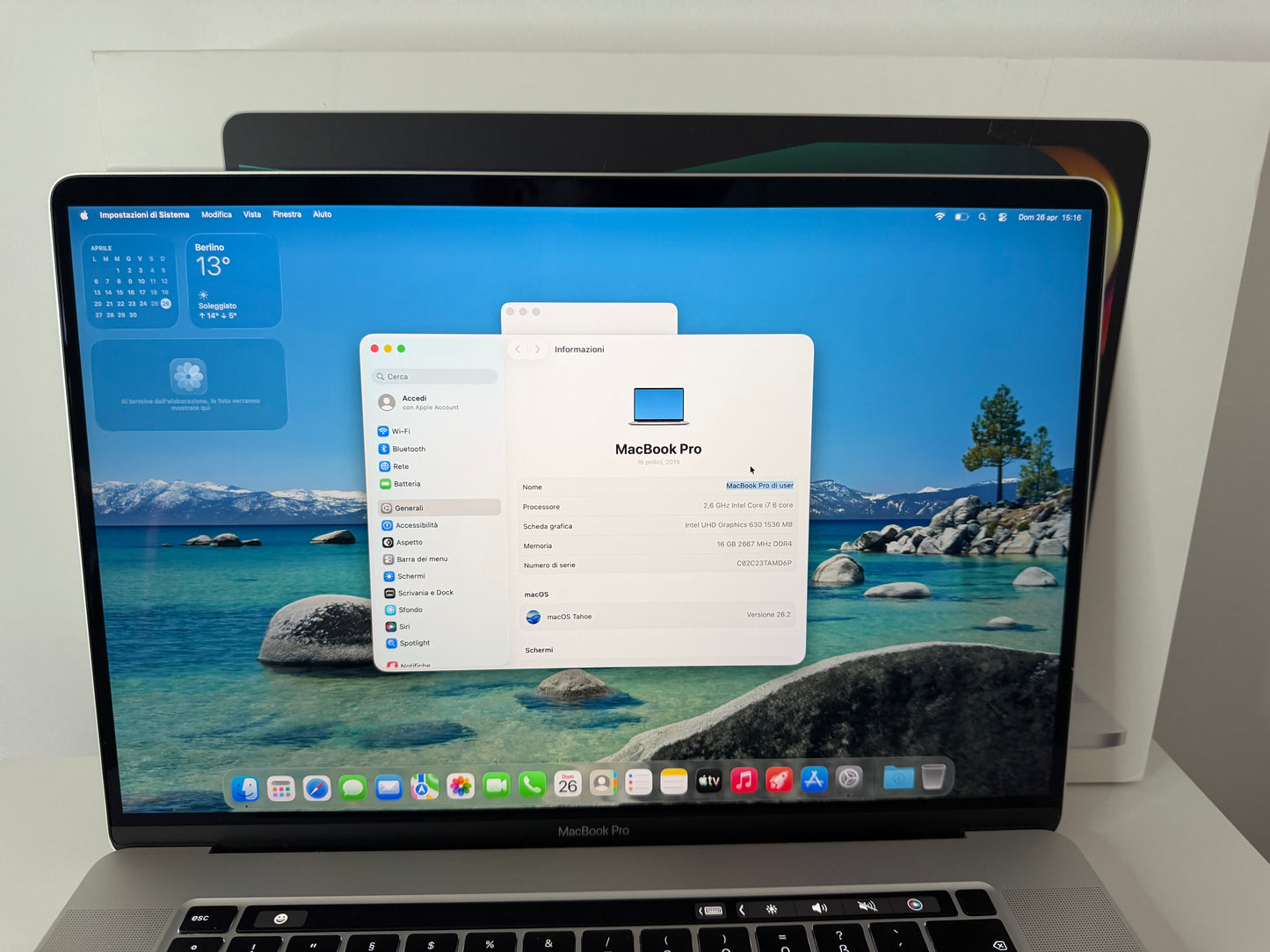 MacBook Pro (2019) [16", Touch Bar, Intel Core i7 2,6GHz, 16GB RAM, 512GB SSD, Intel UHD Graphics 630 + AMD Radeon Pro 5300M, Mac OS] argento