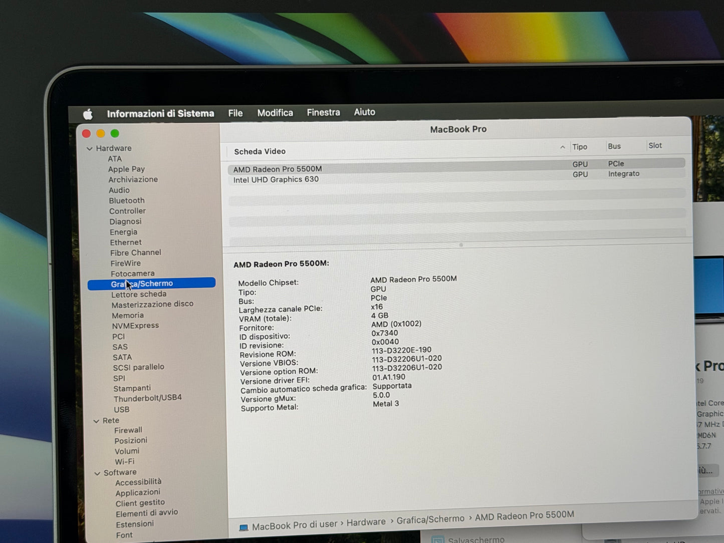 MacBook Pro (2019) [16", Touch Bar, Intel Core i9 2, 3GHz, 16GB RAM, 1TB SSD, AMD Radeon Pro 5500M, Mac OS X] Grigio