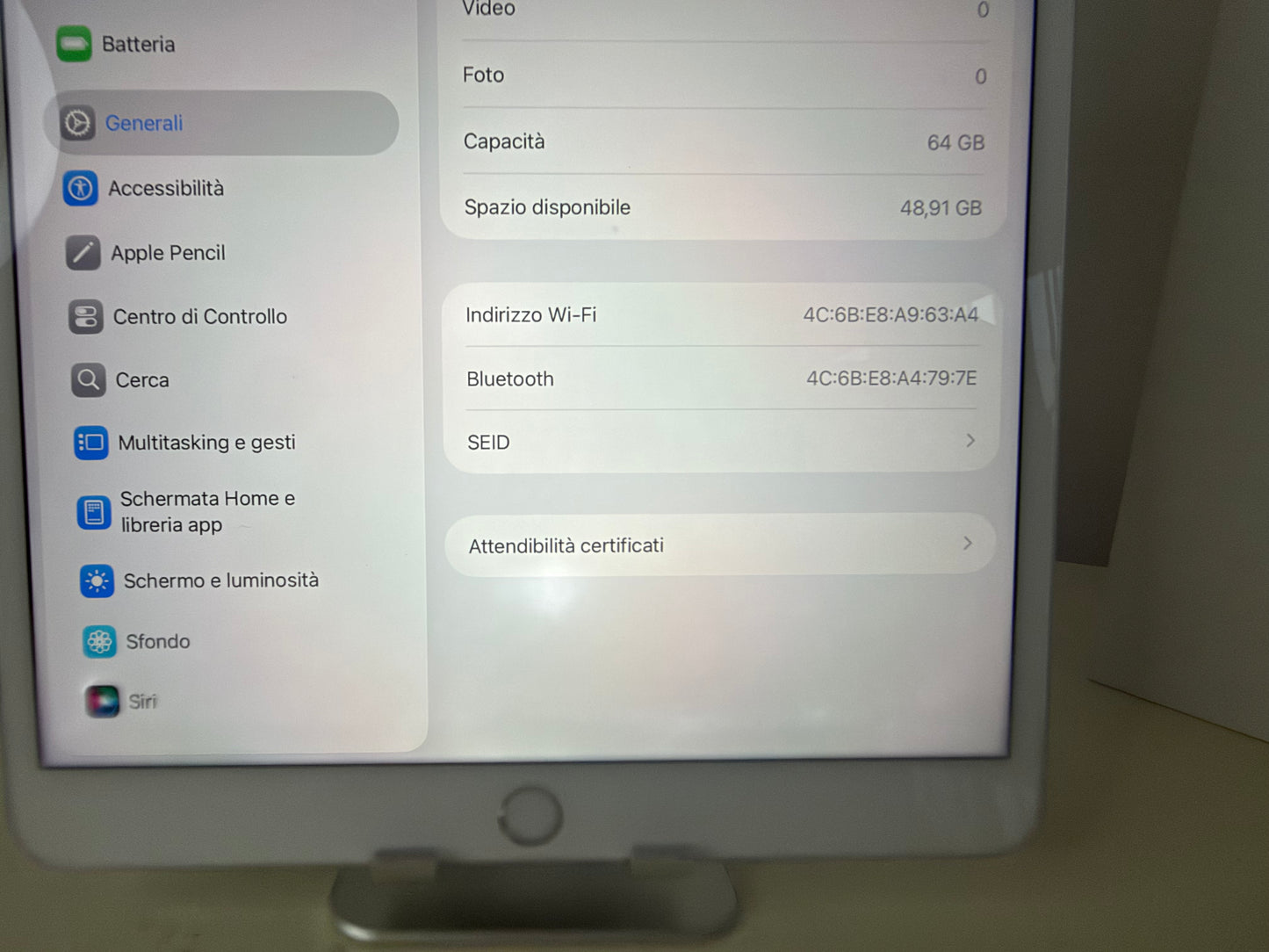 iPad Air 3 (2019) 10.5” 64GB WI-FI Argento