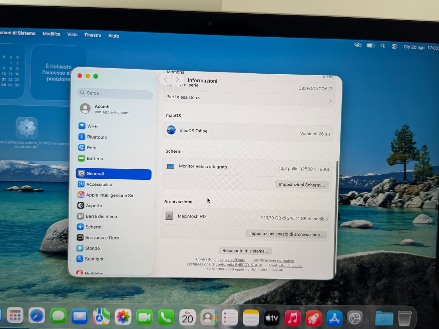 MacBook Air M1 (Late 2020) [13,3", Retina, Apple M1, 8GB RAM, 256GB SSD, Apple 7 Core, macOS] Grigio