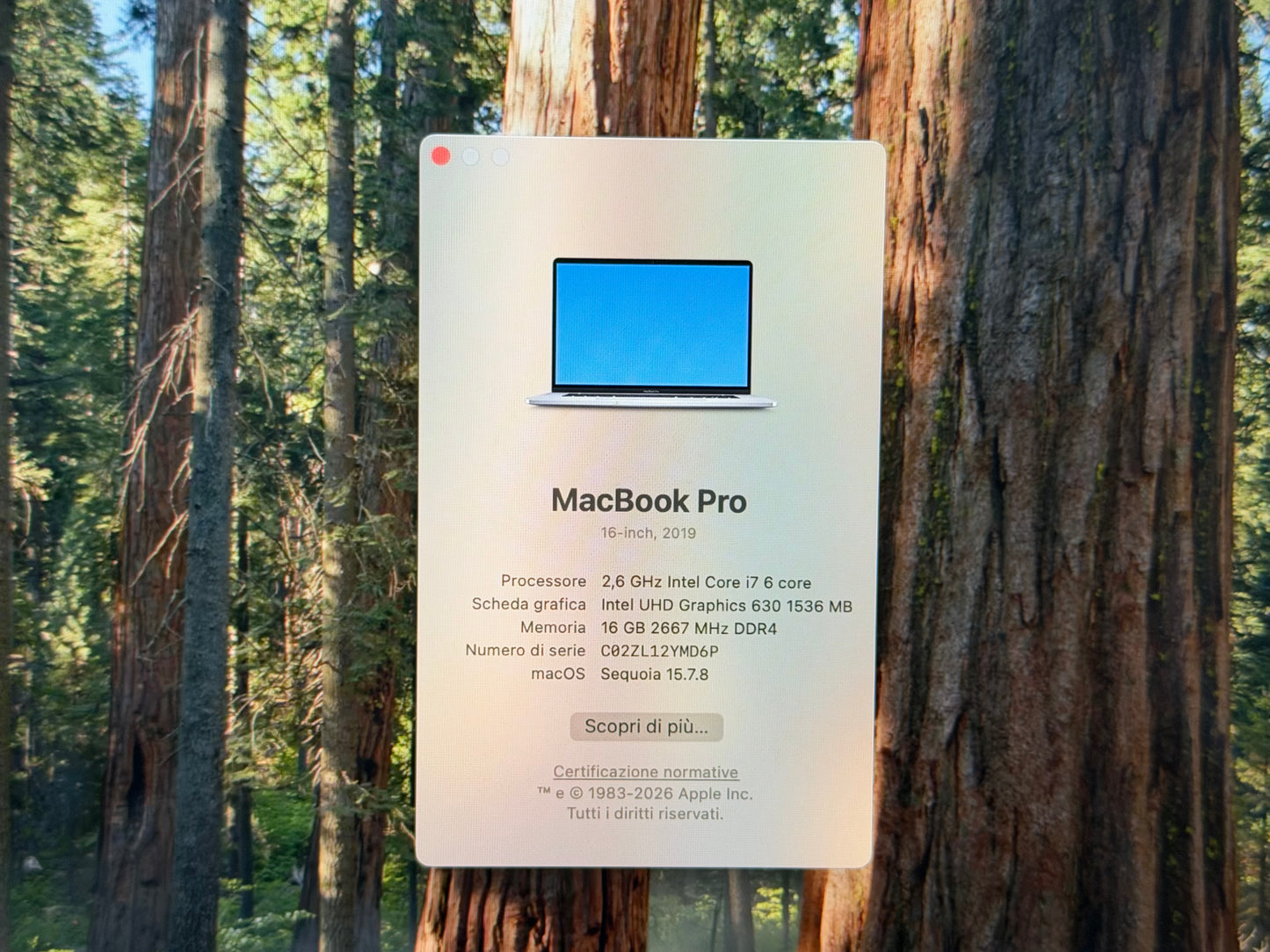 MacBook Pro (2019) [16", Touch Bar, Intel Core i7 2,6GHz, 16GB RAM, 512GB SSD, Intel UHD Graphics 630 + AMD Radeon Pro 5300M, Mac OS] argento