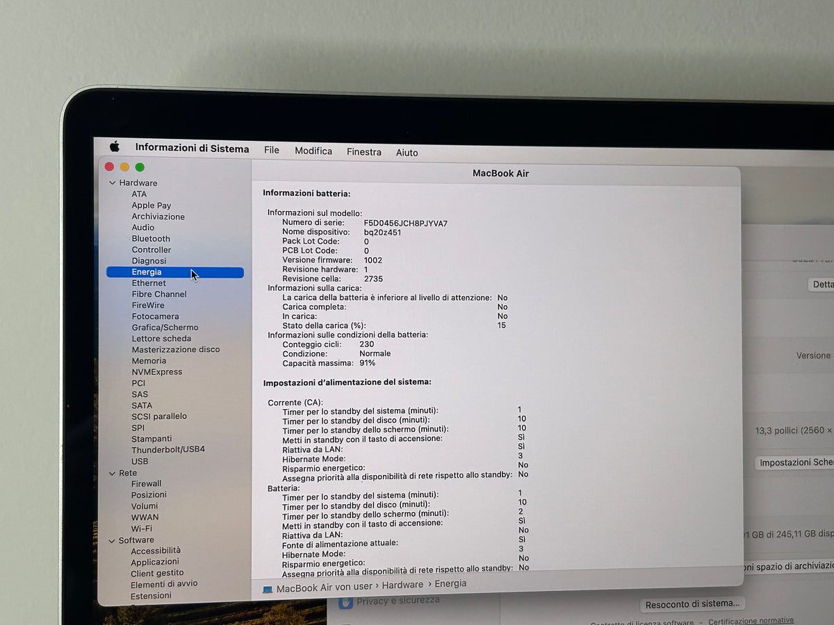 MacBook Air M1 (Late 2020) [13,3", Retina, Apple M1, 8GB RAM, 256GB SSD, Apple 7 Core, macOS] Grigio