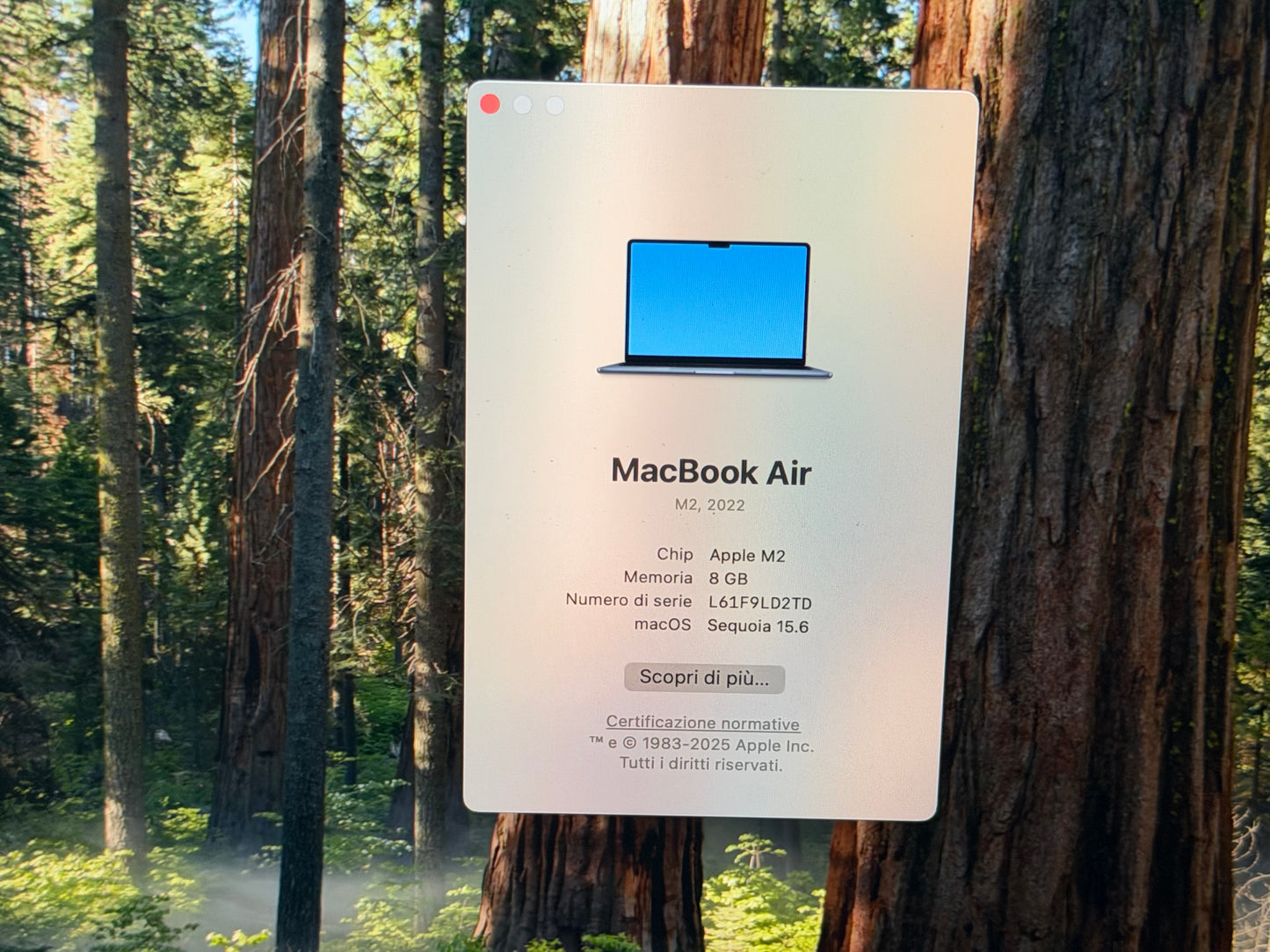 MacBook Air (2022) [13,6" Retina, M2 8 Core 3,2GHz, 8GB RAM, 256GB SSD, 8-CoreGPU, macOS] mezzanotte