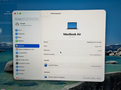 MacBook Air M1 (Late 2020) [13,3", Retina, Apple M1, 8GB RAM, 128GB SSD, Apple 7 Core, macOS] Grigio