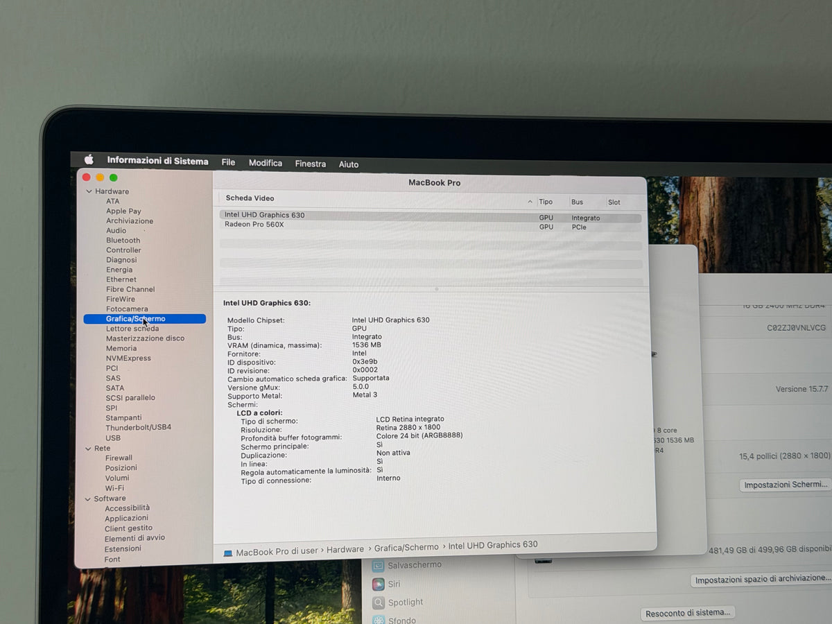 MacBook Pro (2019) [15,4", Touch Bar, Intel Core i9 2,3GHz, 16GB RAM, 512GB SSD, Intel UHD Graphics 630, Mac OS X] Grigio