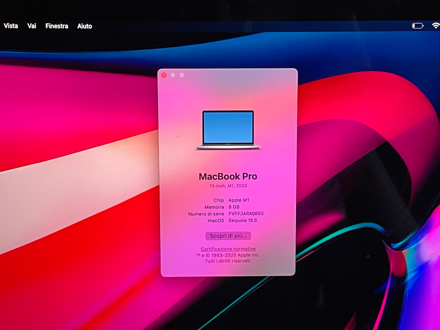 MacBook Pro (2020) M1 [13,3", Touch Bar, Apple M1 3,2GHz, 8GB RAM, 256GB SSD, Apple 8 Core, macOS] Argento