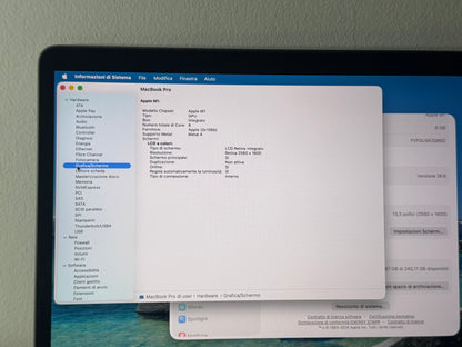 MacBook Pro (2020) M1 [13,3", Touch Bar, Apple M1 3,2GHz, 8GB RAM, 256GB SSD, Apple 8 Core, macOS] Grigio