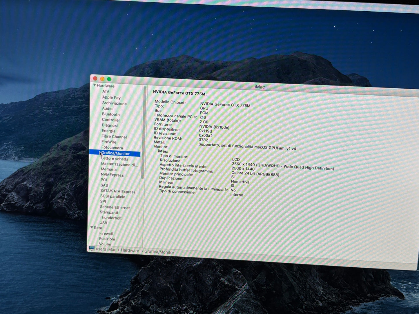 iMac (2013) [27", Retina, Intel Core i5 3,4GHz, 32GB RAM, 1TB Fusion Drive, GeForce GTX 775M, macOS] argento