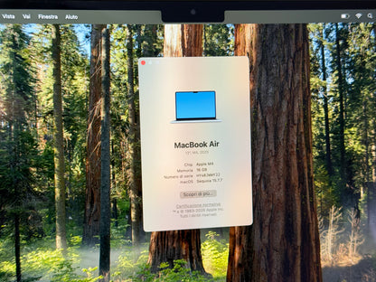 MacBook Air (2025) [13,6'', M4 8-Core, 16GB RAM, 256GB SSD, 8-Core GPU, macOS] argento