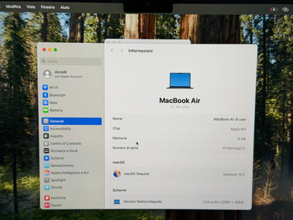 MacBook Air (2024) [13,6", M3 8-Core, 8GB RAM, 256GB SSD, 8-Core GPU, macOS] Mezzanotte