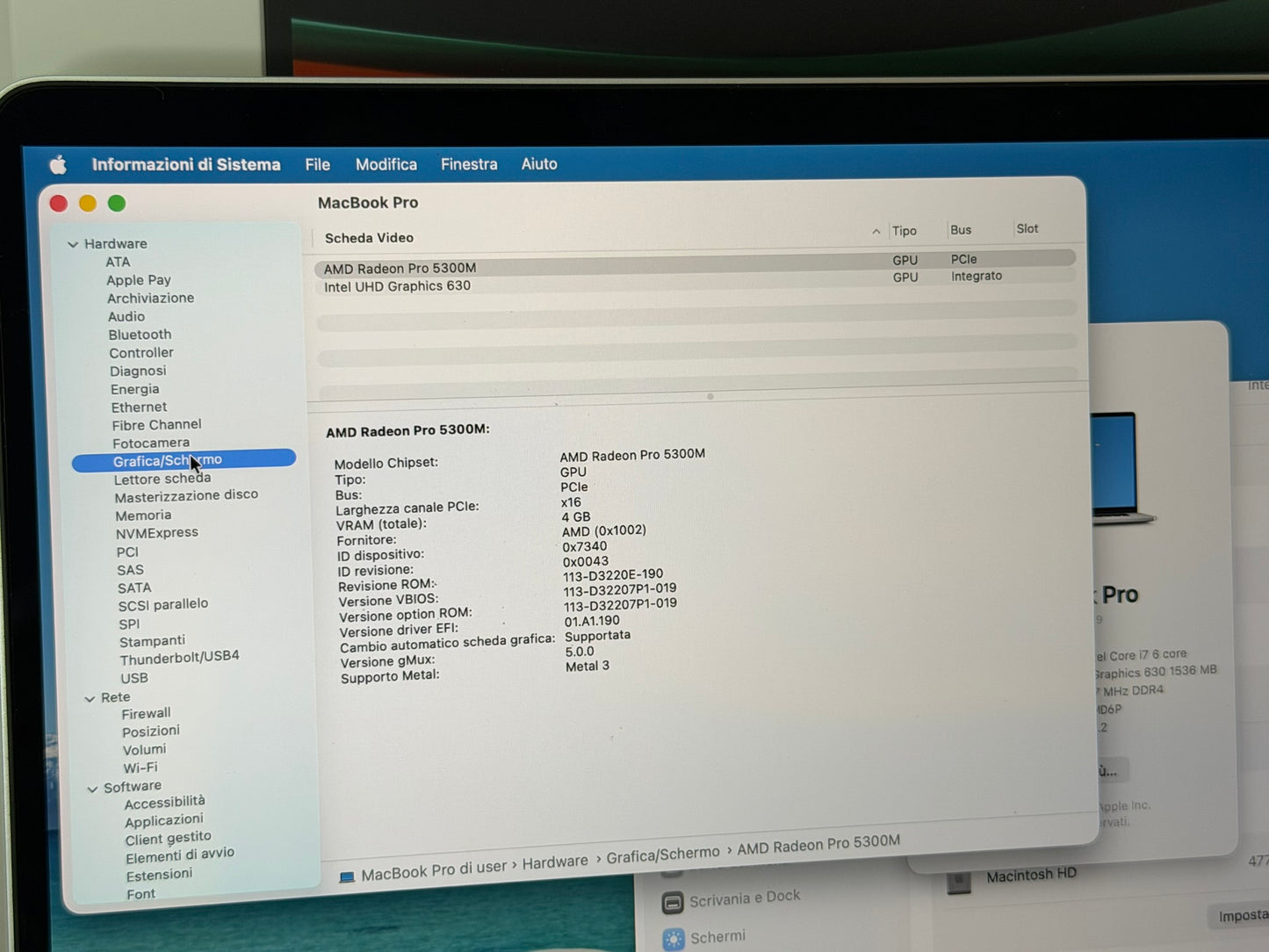 MacBook Pro (2019) [16", Touch Bar, Intel Core i7 2, 6GHz, 16GB RAM, 512GB SSD, Intel UHD Graphics 630 + AMD Radeon Pro 5300M, Mac OS] argento