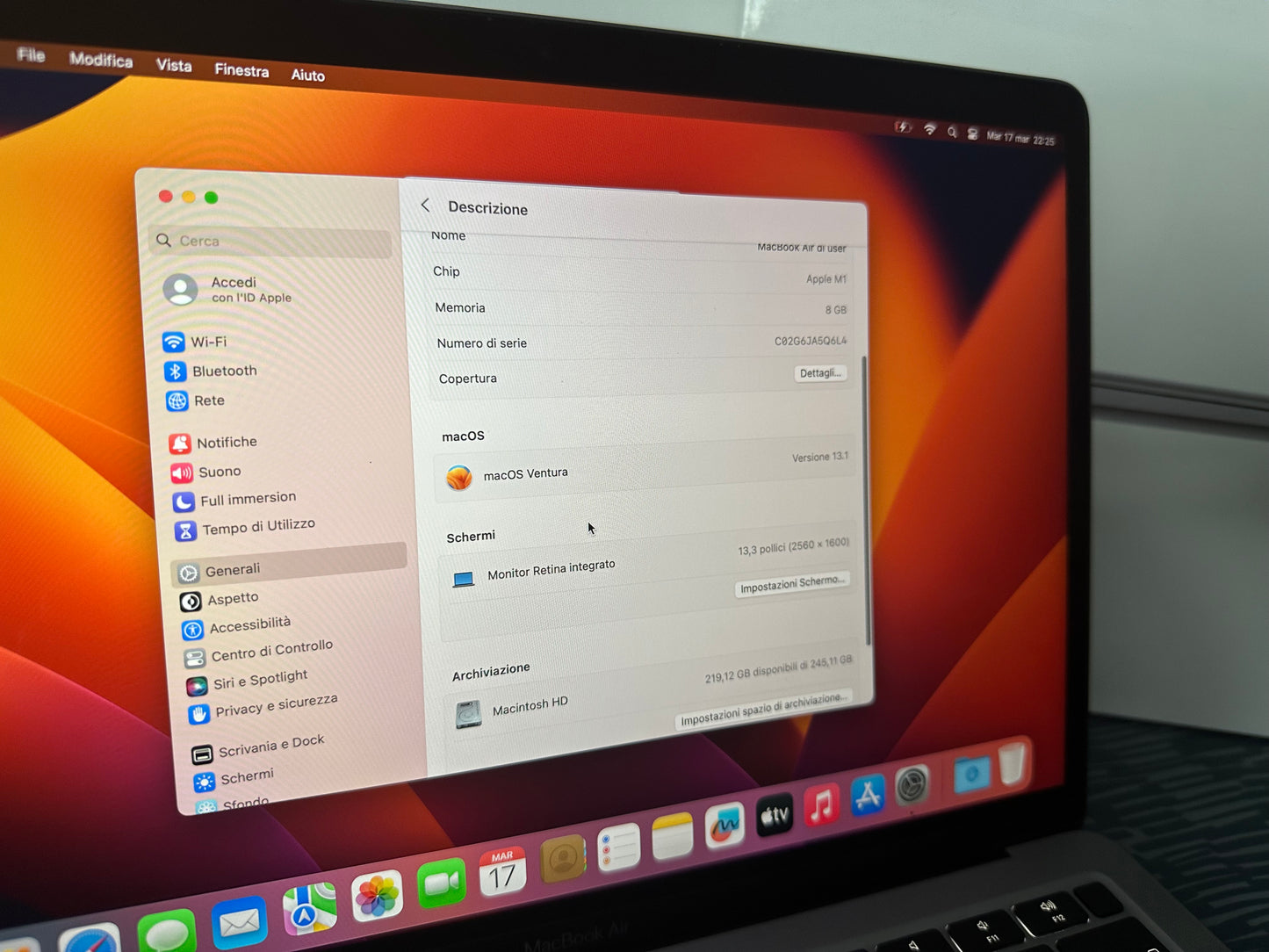 MacBook Air M1 (Late 2020) [13,3", Retina, Apple M1, 8GB RAM, 256GB SSD, Apple 7 Core, macOS] Grigio