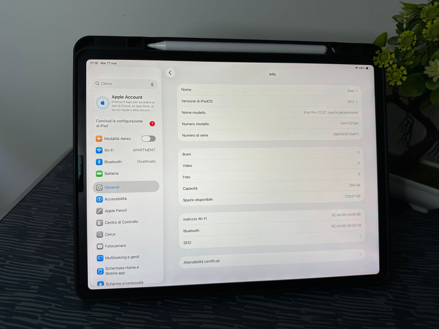 iPad Pro 12.9” 256GB (2020) WI-FI - Grigio