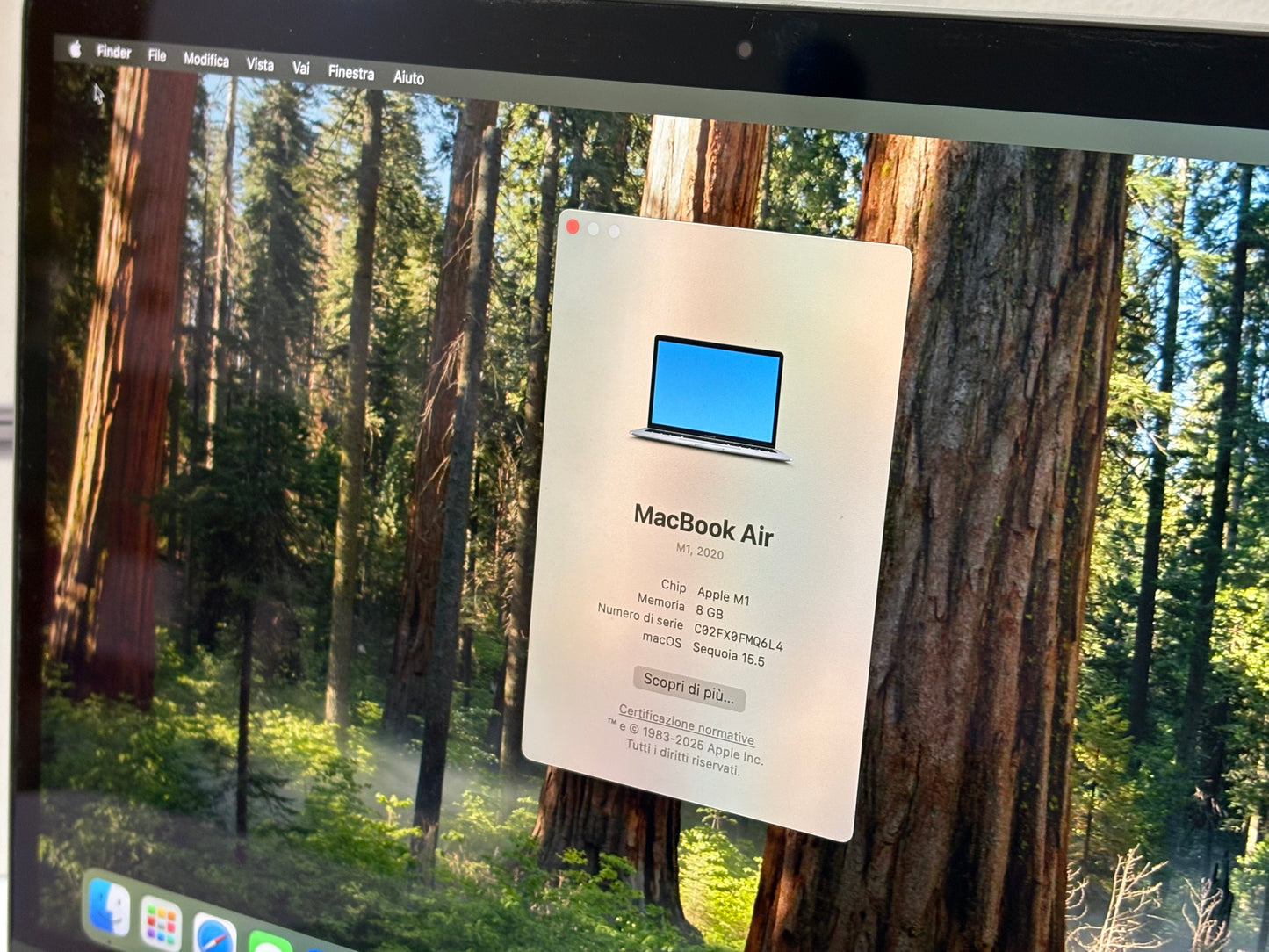 MacBook Air M1 (Late 2020) [13,3", Retina, Apple M1, 8GB RAM, 256GB SSD, Apple 7 Core, macOS] Argento