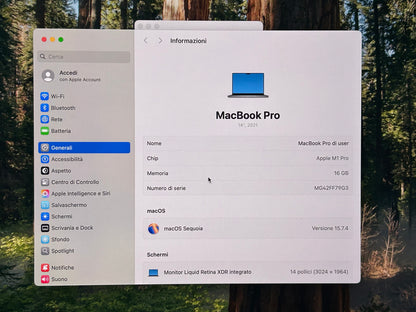 MacBook Pro (2021) [14,2", Apple M1 Pro 8 Core, 16GB RAM, 512GB SSD, Apple 14 Core, macOS] grigio