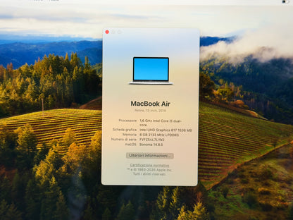 MacBook Air (Mid 2019) [13,3", Retina, Intel Core i5 1,6GHz, 8GB RAM, 128GB SSD, Intel UHD Graphics 617, macOS] argento