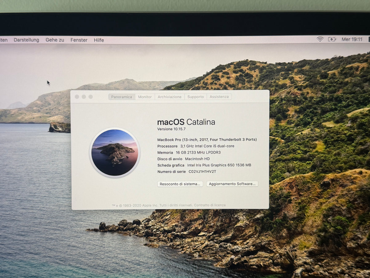 MacBook Pro (2017) [13,3", Retina, Touch Bar, Intel Core i5 3,1GHz, 16GB RAM, 512GB SSD, Intel Iris Plus Graphics 650, macOS] argento