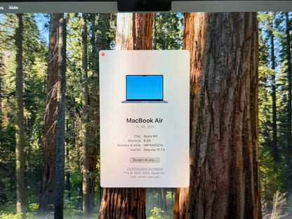 MacBook Air (2023) [15,3", M2 8-Core, 8GB RAM, 256GB SSD, 10-Core GPU, macOS] mezzanotte