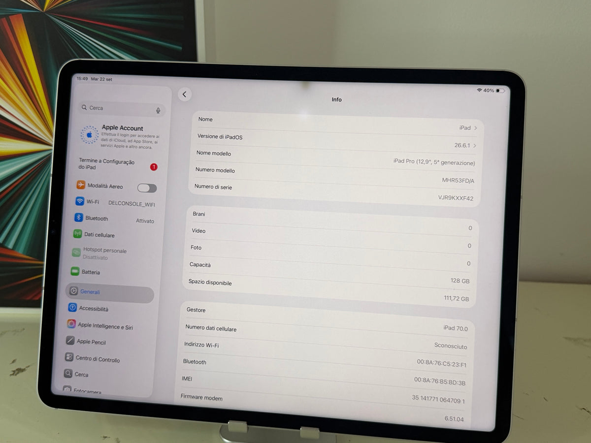 iPad Pro (2021) M1 128GB [12,9" WiFi + 4G] Grigio