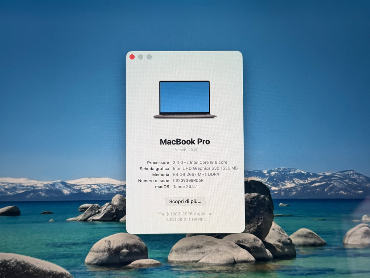 MacBook Pro (2019) [16", Touch Bar, Intel Core i9 2,4GHz, 64GB RAM, 512GB SSD, AMD Radeon Pro, Mac OS X] Grigio