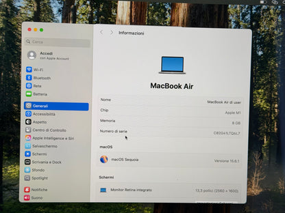 MacBook Air M1 (Late 2020) [13,3", Retina, Apple M1, 8GB RAM, 256GB SSD, Apple 7 Core, macOS] Grigio