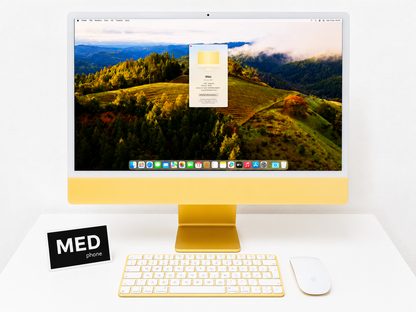 iMac (Mid 2021) [24", Apple M1 8 Core CPU, 8GB RAM, 265GB SSD, Apple 8 Core, macOS] giallo
