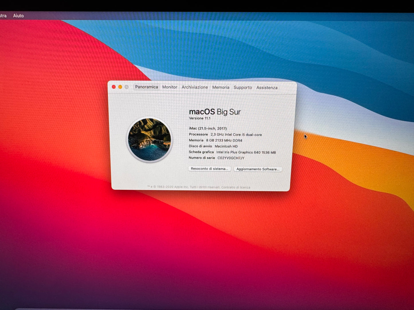 iMac (Mid 2017) [21,5", Intel Core i5 2,3GHz, 8GB RAM, 1TB HDD, Intel Iris Plus Graphics 640, macOS] argento