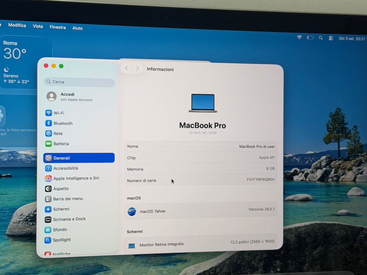 MacBook Pro (2020) M1 [13,3", Touch Bar, Apple M1 3,2GHz, 8GB RAM, 512GB SSD, Apple 8 Core, macOS] Grigio