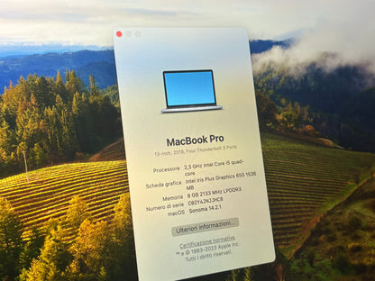 MacBook Pro (Mid 2018) [13,3", Touch Bar, Intel Core i5 2,3GHz, 8GB RAM, 256GB SSD, Intel Iris Plus Graphics 655, macOS] Grigio