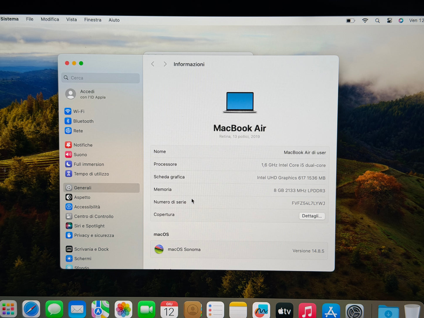 MacBook Air (Mid 2019) [13,3", Retina, Intel Core i5 1,6GHz, 8GB RAM, 128GB SSD, Intel UHD Graphics 617, macOS] argento