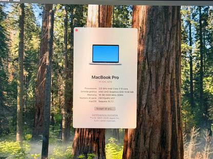 MacBook Pro (2019) [15,4", Touch Bar, Intel Core i7 2,6GHz, 16GB RAM, 256GB SSD, Intel UHD Graphics 630, Mac OS X] Grigio