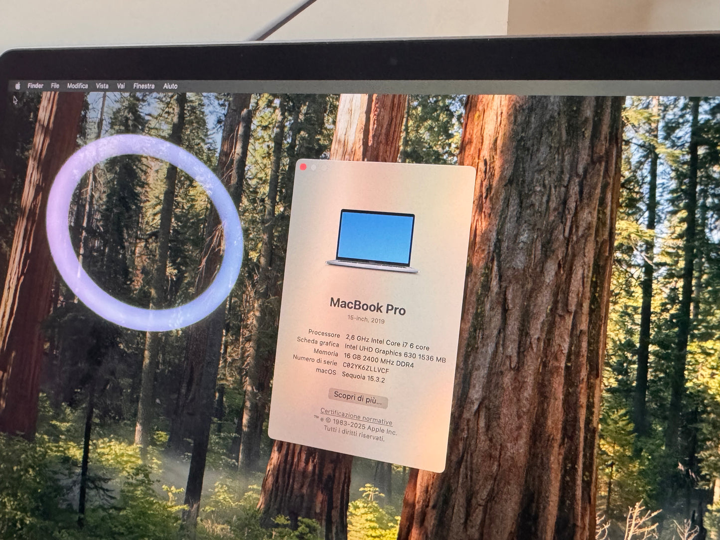 MacBook Pro (2019) [15,4", Retina, Touch Bar, Intel Core i7 2,6GHz, 16GB RAM, 256GB SSD, Intel UHD Graphics 630, AMD Radeon Pro 555X, Mac OS X] grigio