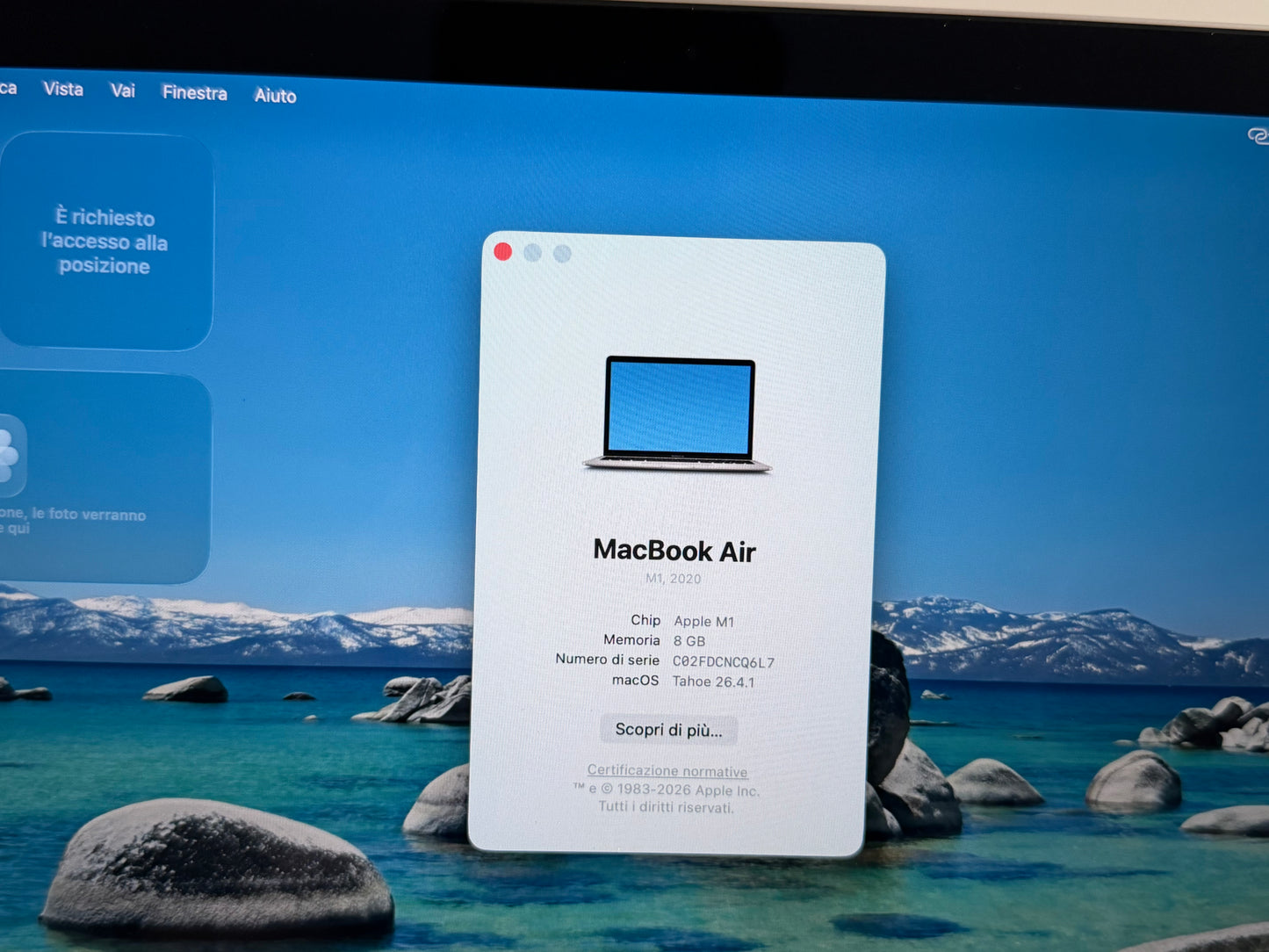 MacBook Air M1 (Late 2020) [13,3", Retina, Apple M1, 8GB RAM, 256GB SSD, Apple 7 Core, macOS] Grigio