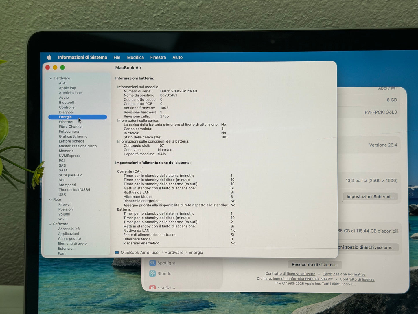 MacBook Air M1 (Late 2020) [13,3", Retina, Apple M1, 8GB RAM, 128GB SSD, Apple 7 Core, macOS] Grigio