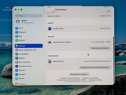 MacBook Pro (Mid 2022) [13,3", Liquid Retina, Touch Bar, Apple M2 8-Core 3,2GHz, 8GB RAM, 512GB SSD, Apple 10-Core, macOS] Grigio