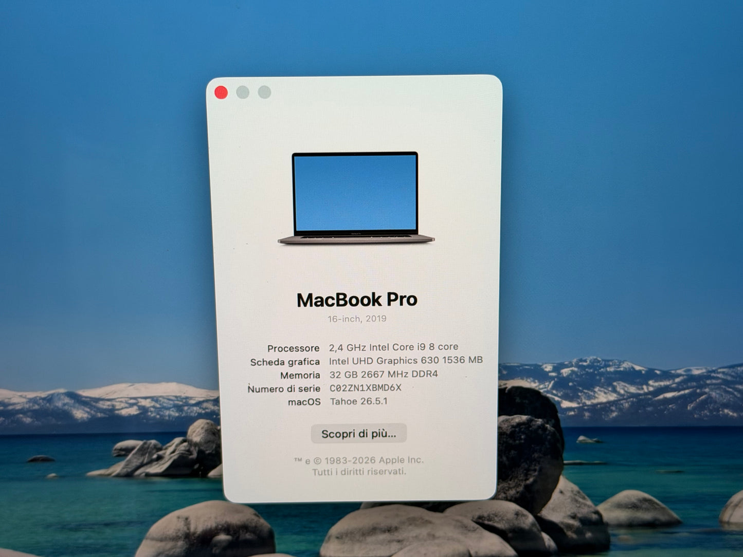 MacBook Pro (2019) [16", Touch Bar, Intel Core i9 4GHz, 32GB RAM, 2TB SSD, AMD Radeon Pro 5500M, macOS] grigio