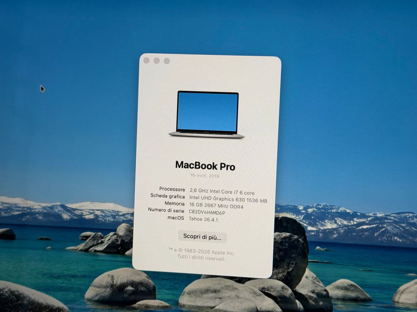 MacBook Pro (2019) [16", Touch Bar, Intel Core i7 2,6GHz, 16GB RAM, 512GB SSD, Intel UHD Graphics 630 + AMD Radeon Pro 5300M, Mac OS] Argento